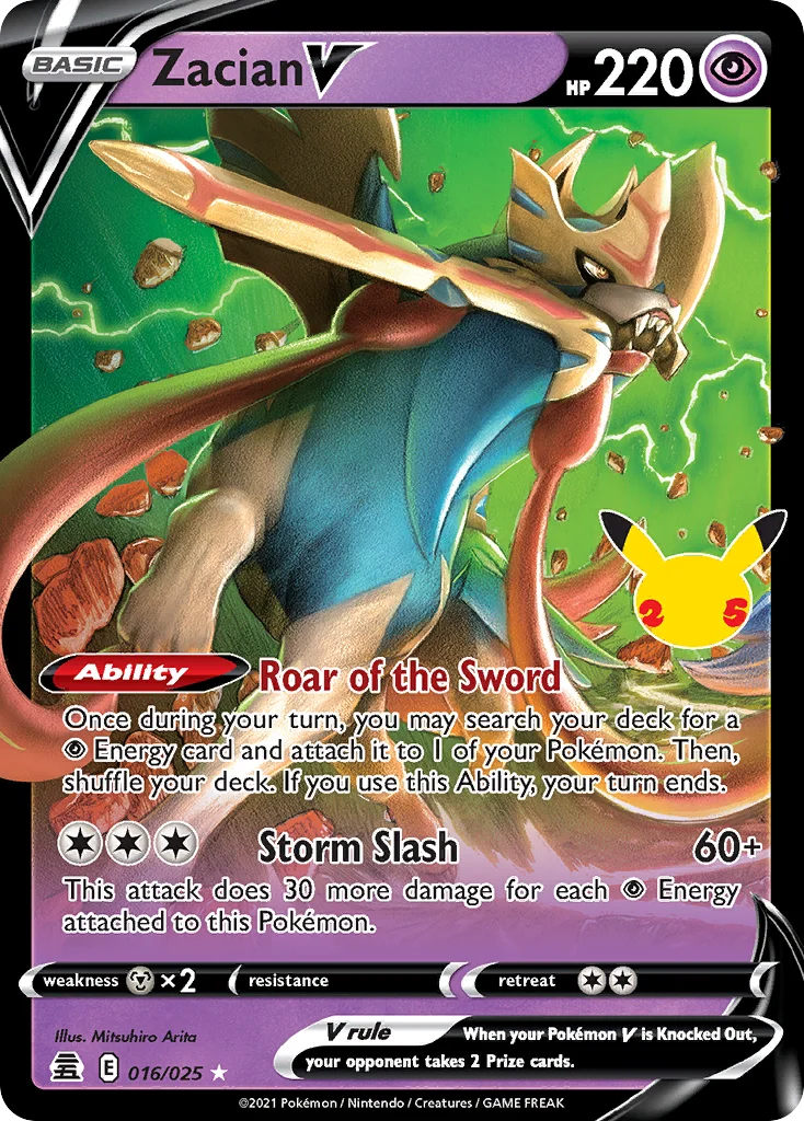 Celebrations Card List 16/25 Zacian V V Pokemon Card