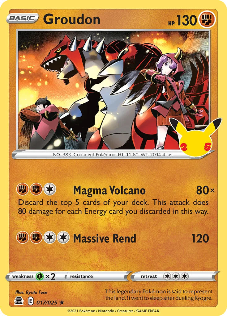 Celebrations Card List 17/25 Groudon Rare Pokemon Card