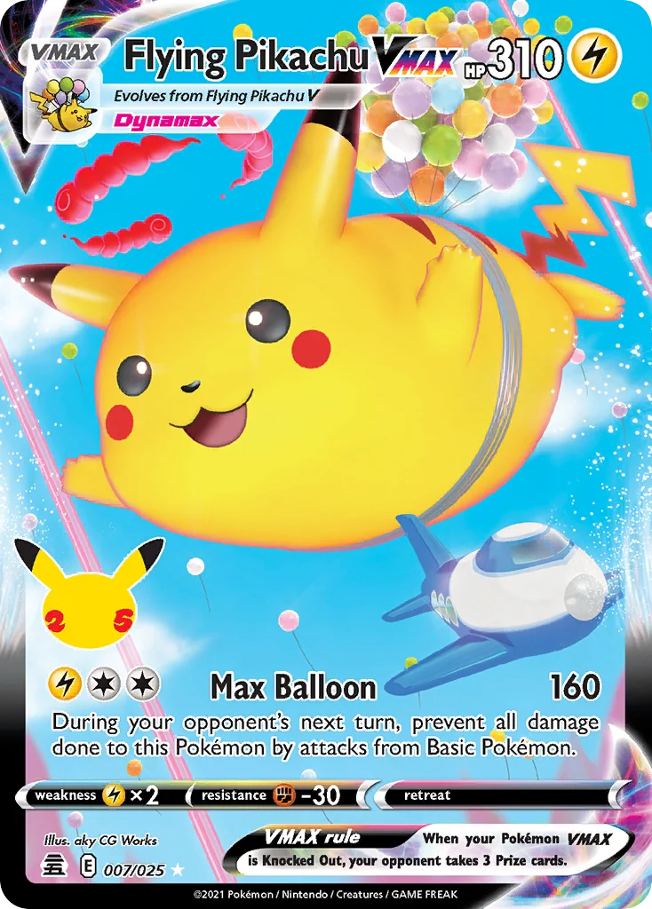 Flying Pikachu VMAX 007 Celebrations Pokemon Card