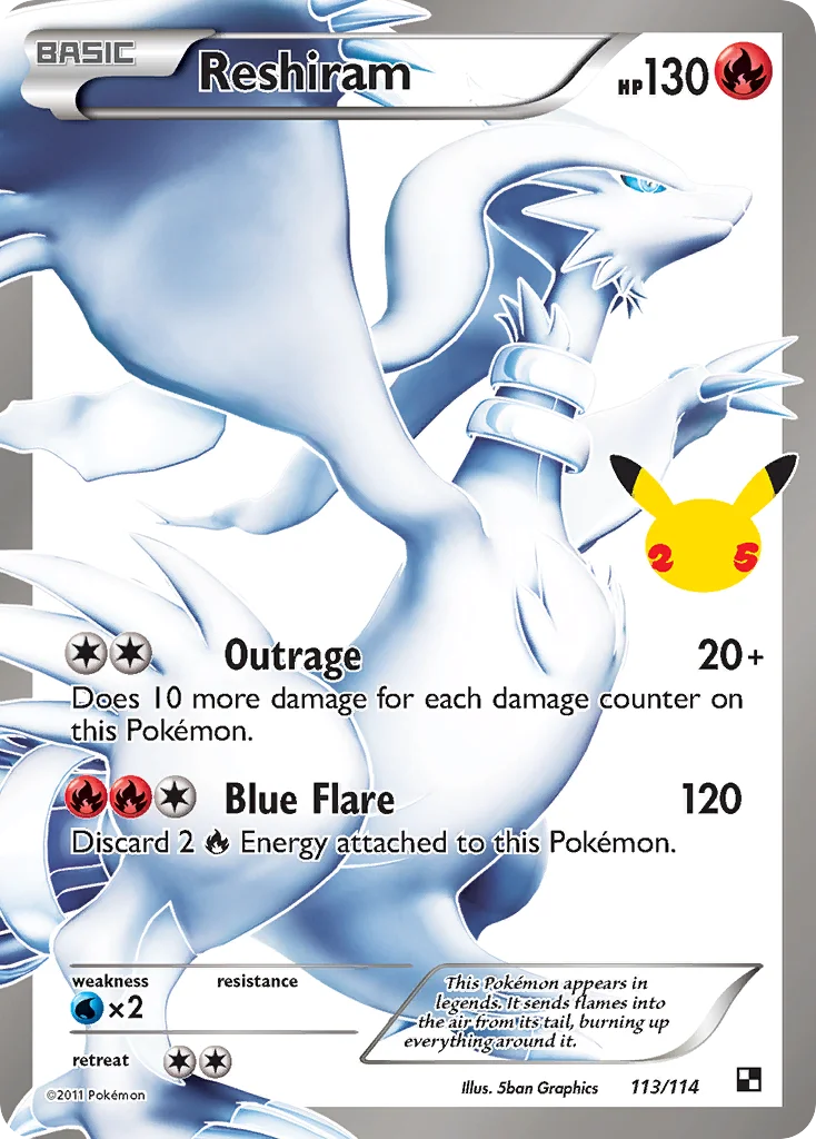 Reshiram CC113 Celebrations Pokemon Card