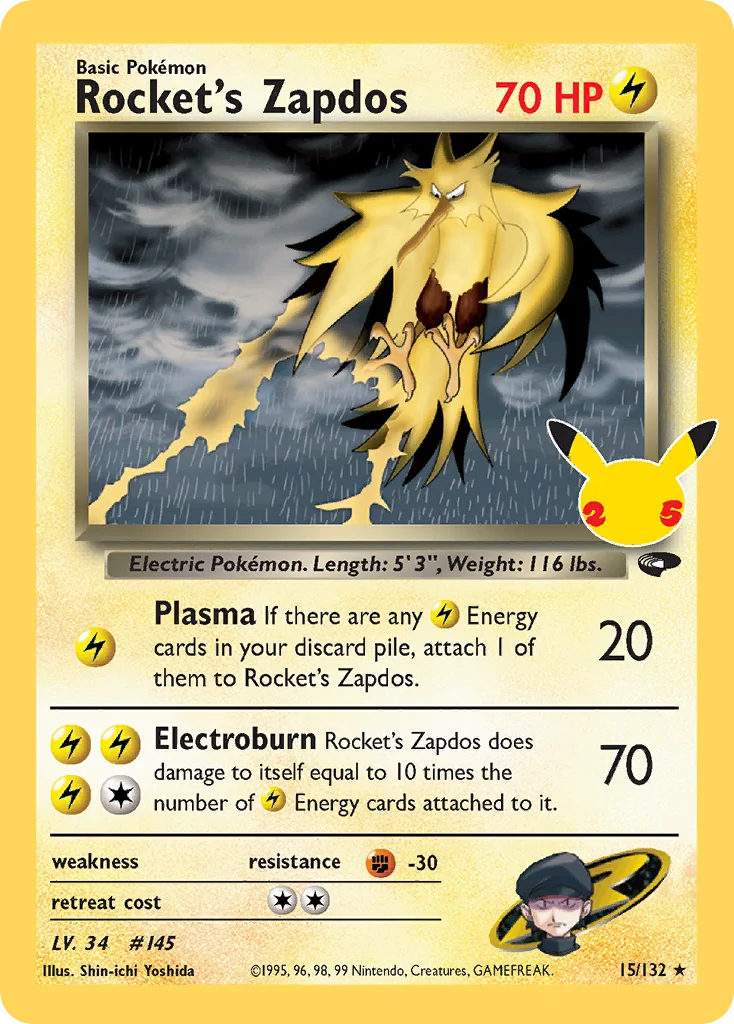 Rocket's Zapdos CC15R Celebrations Pokemon Card