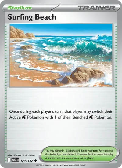 Surfing Beach 129 Mega Evolution (ME1) Pokemon Card