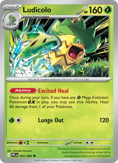 Ludicolo 007 Phantasmal Flames Pokemon Card
