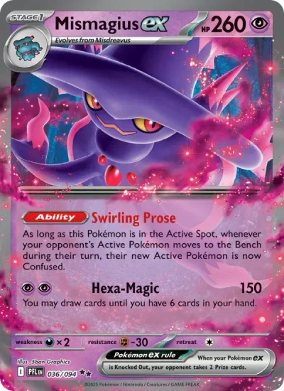 Mismagius ex 036 Phantasmal Flames Pokemon Card