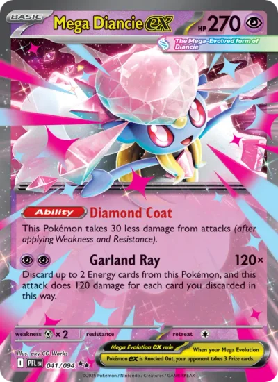 Mega Diancie ex 041 Phantasmal Flames Pokemon Card