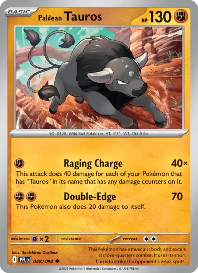 Paldean Tauros 048 Phantasmal Flames Pokemon Card