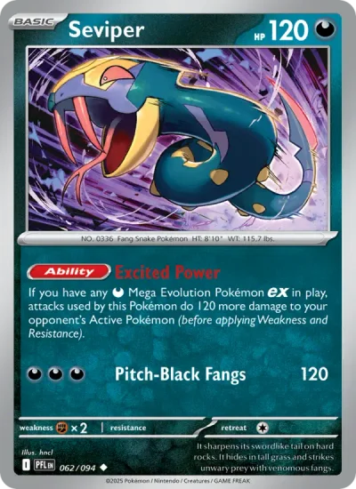 Seviper 062 Phantasmal Flames Pokemon Card