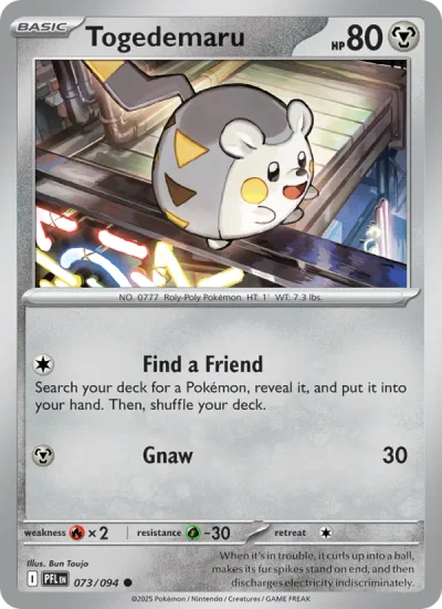 Togedemaru 073 Phantasmal Flames Pokemon Card