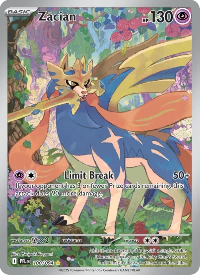 Zacian 100 Phantasmal Flames Pokemon Card