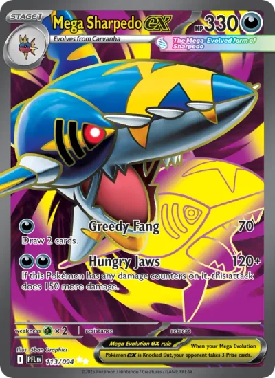 Mega Sharpedo ex 113 Phantasmal Flames Pokemon Card