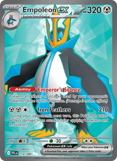 Empoleon ex 114 Phantasmal Flames Pokemon Card