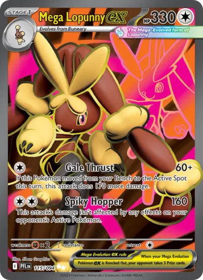 Mega Lopunny ex 115 Phantasmal Flames Pokemon Card