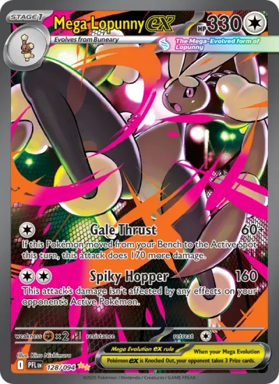 Mega Lopunny ex 128 Phantasmal Flames Pokemon Card