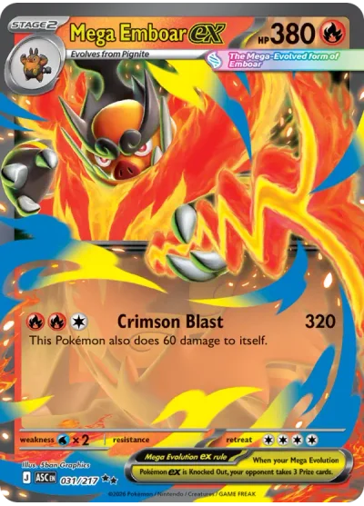 Mega Emboar ex 031 Ascended Heroes Pokemon Card