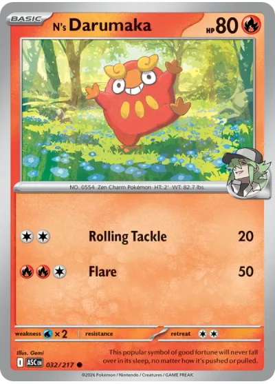 N's Darumaka 032 Ascended Heroes Pokemon Card