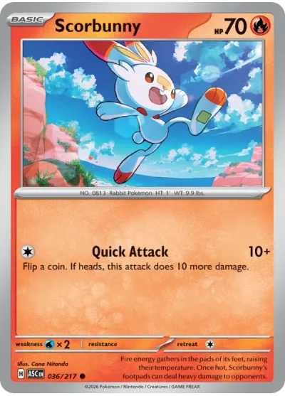 Scorbunny 036 Ascended Heroes Pokemon Card