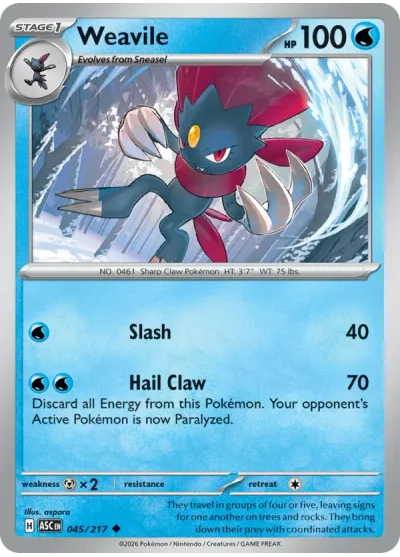 Weavile 045 Ascended Heroes Pokemon Card