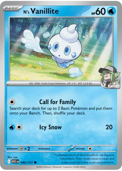 N's Vanillite 049 Ascended Heroes Pokemon Card
