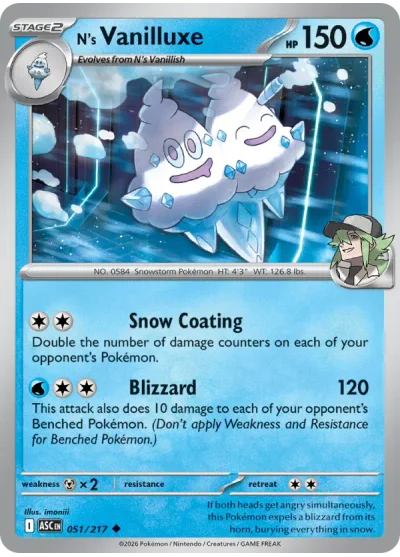 N's Vanilluxe 051 Ascended Heroes Pokemon Card