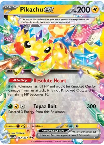 Pikachu ex 057 Ascended Heroes Pokemon Card
