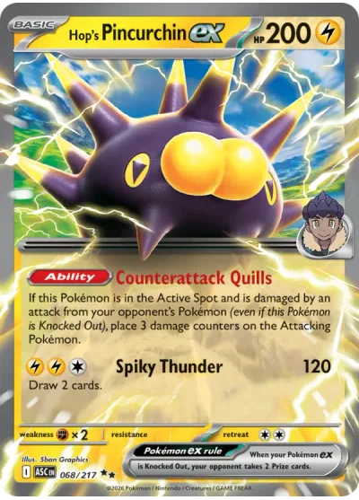 Hop's Pincurchin ex 068 Ascended Heroes Pokemon Card