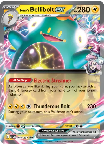 Iono's Bellibolt ex 070 Ascended Heroes Pokemon Card