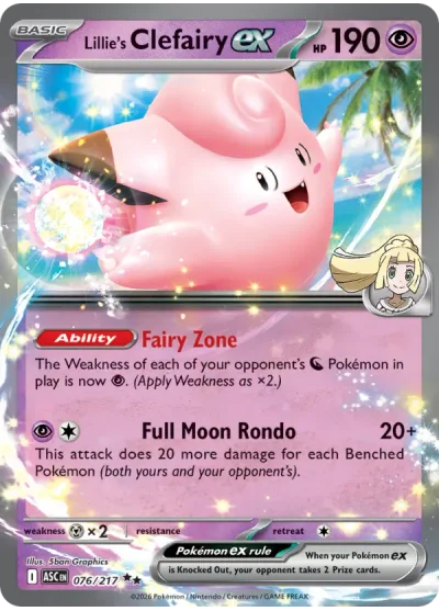 Lillie's Clefairy ex 076 Ascended Heroes Pokemon Card
