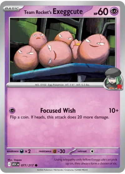 Team Rocket's Exeggcute 077 Ascended Heroes Pokemon Card