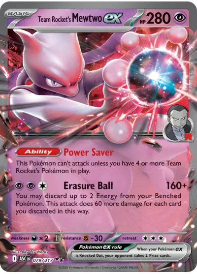 Team Rocket's Mewtwo ex 079 Ascended Heroes Pokemon Card
