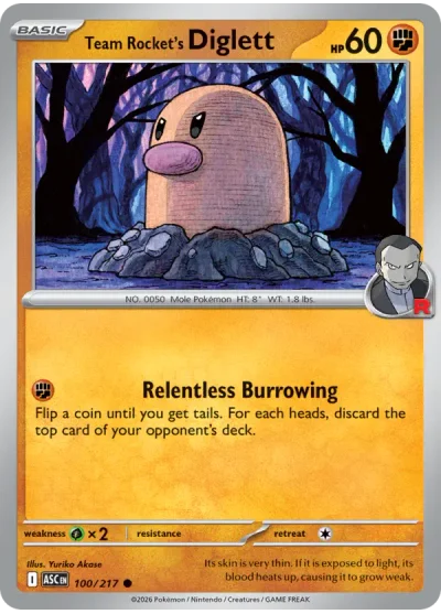 Team Rocket's Diglett 100 Ascended Heroes Pokemon Card