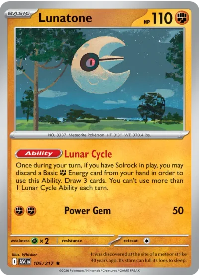 Lunatone 105 Ascended Heroes Pokemon Card