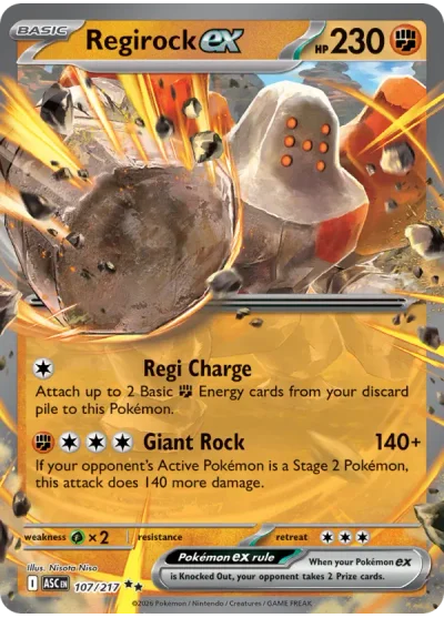 Regirock ex 107 Ascended Heroes Pokemon Card