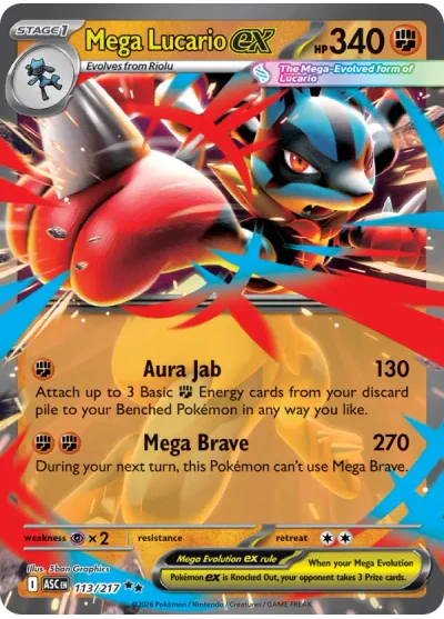 Mega Lucario ex 113 Ascended Heroes Pokemon Card