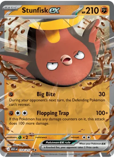 Stunfisk ex 114 Ascended Heroes Pokemon Card