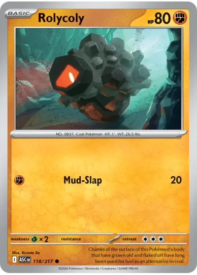 Rolycoly 118 Ascended Heroes Pokemon Card