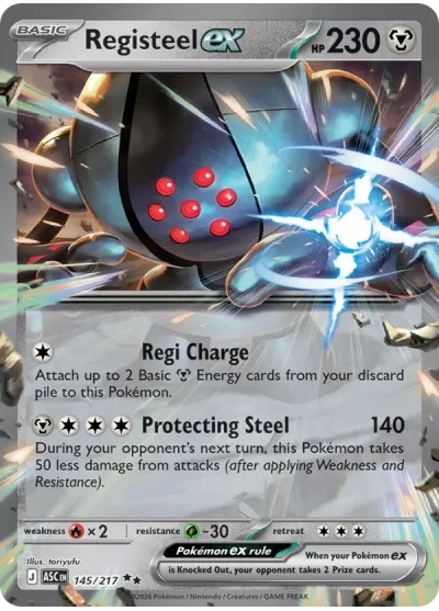 Registeel ex 145 Ascended Heroes Pokemon Card