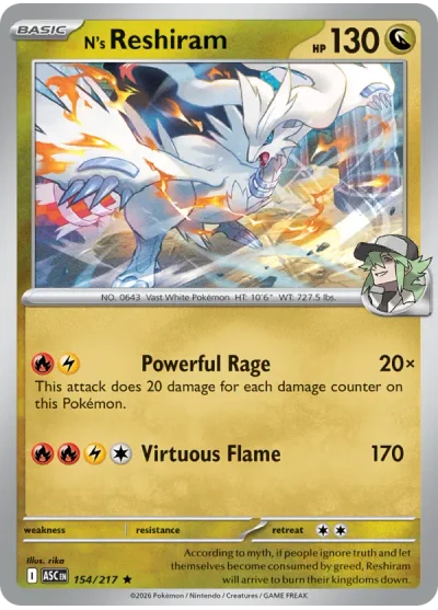 N's Reshiram 154 Ascended Heroes Pokemon Card