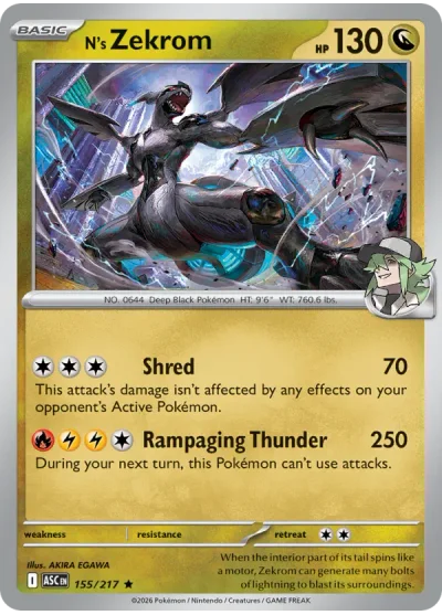 N's Zekrom 155 Ascended Heroes Pokemon Card