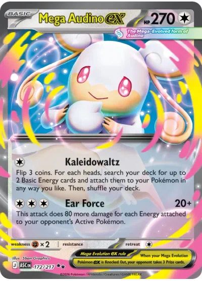 Mega Audino ex 172 Ascended Heroes Pokemon Card