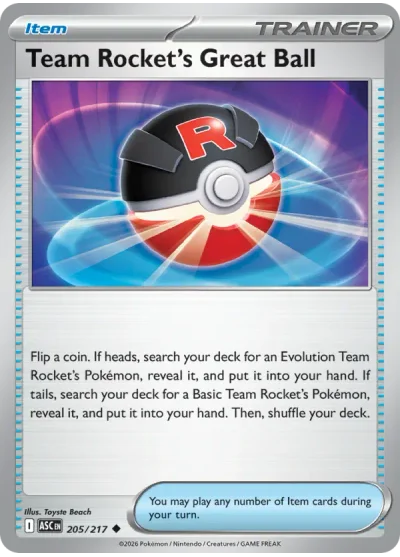 Team Rocket's Great Ball 205 Ascended Heroes Pokemon Card