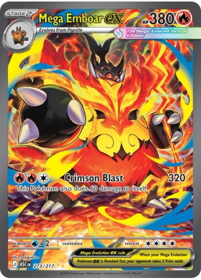Mega Emboar ex 273 Ascended Heroes Pokemon Card