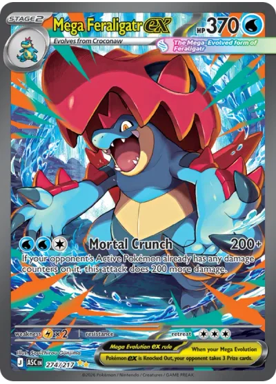 Mega Feraligatr ex 274 Ascended Heroes Pokemon Card