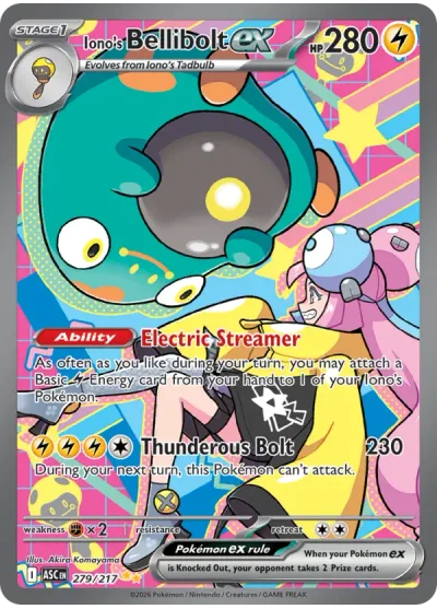 Iono's Bellibolt ex 279 Ascended Heroes Pokemon Card