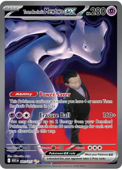 Team Rocket's Mewtwo ex 281 Ascended Heroes Pokemon Card