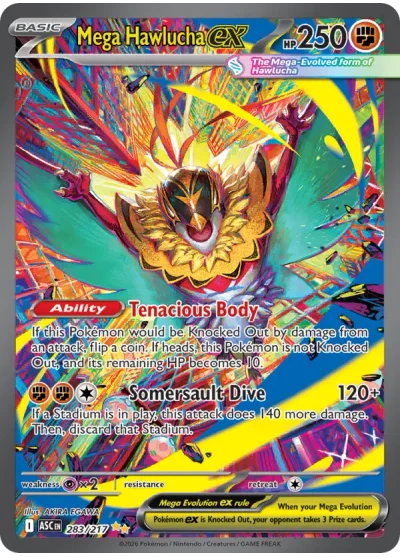 Mega Hawlucha ex 283 Ascended Heroes Pokemon Card