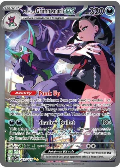 Marnie's Grimmsnarl ex 287 Ascended Heroes Pokemon Card