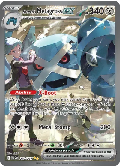 Steven's Metagross ex 289 Ascended Heroes Pokemon Card