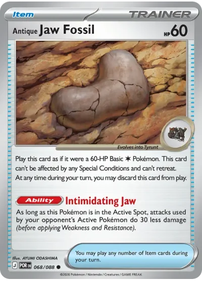 Antique Jaw Fossil 068 Perfect Order (ME3) Pokemon Card