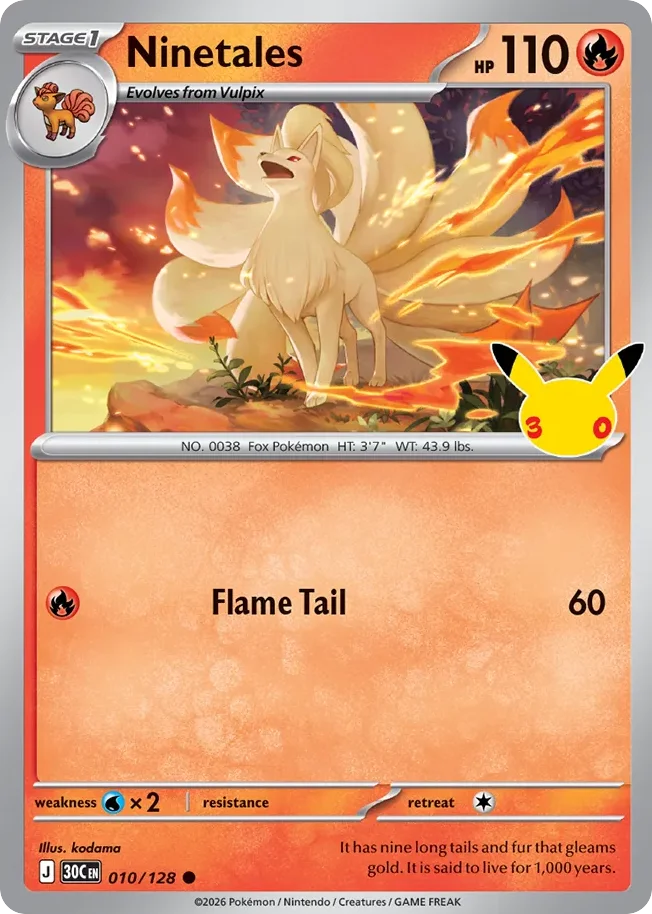 Ninetales 010 30th Celebration (ME55) Pokemon Card