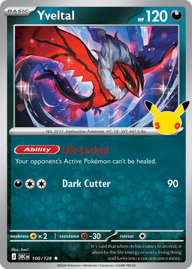 Yveltal 100 30th Celebration (ME55) Pokemon Card